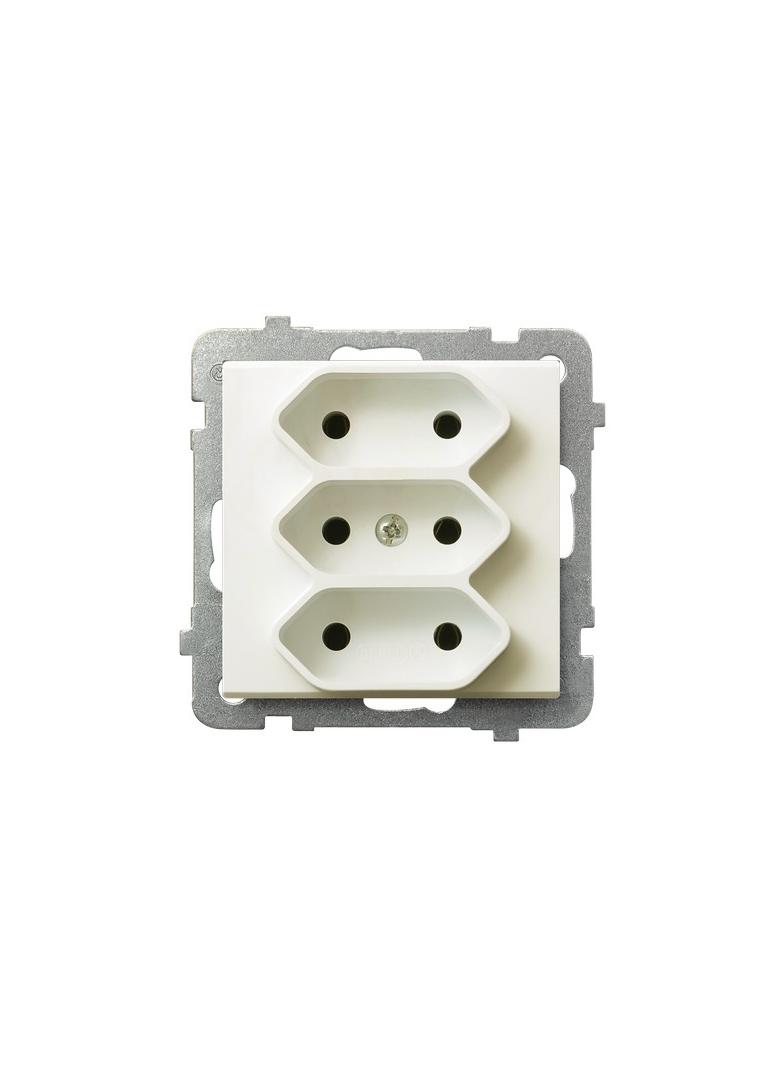SONATA Gniazdo potrójne EURO - kolor ecru