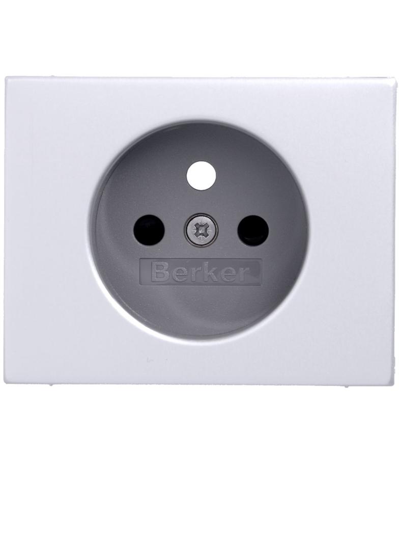 BERKER K.5 Płytka czołowa z przysłonami styków do gniazda z uziemieniem aluminium 3965757003 HAGER