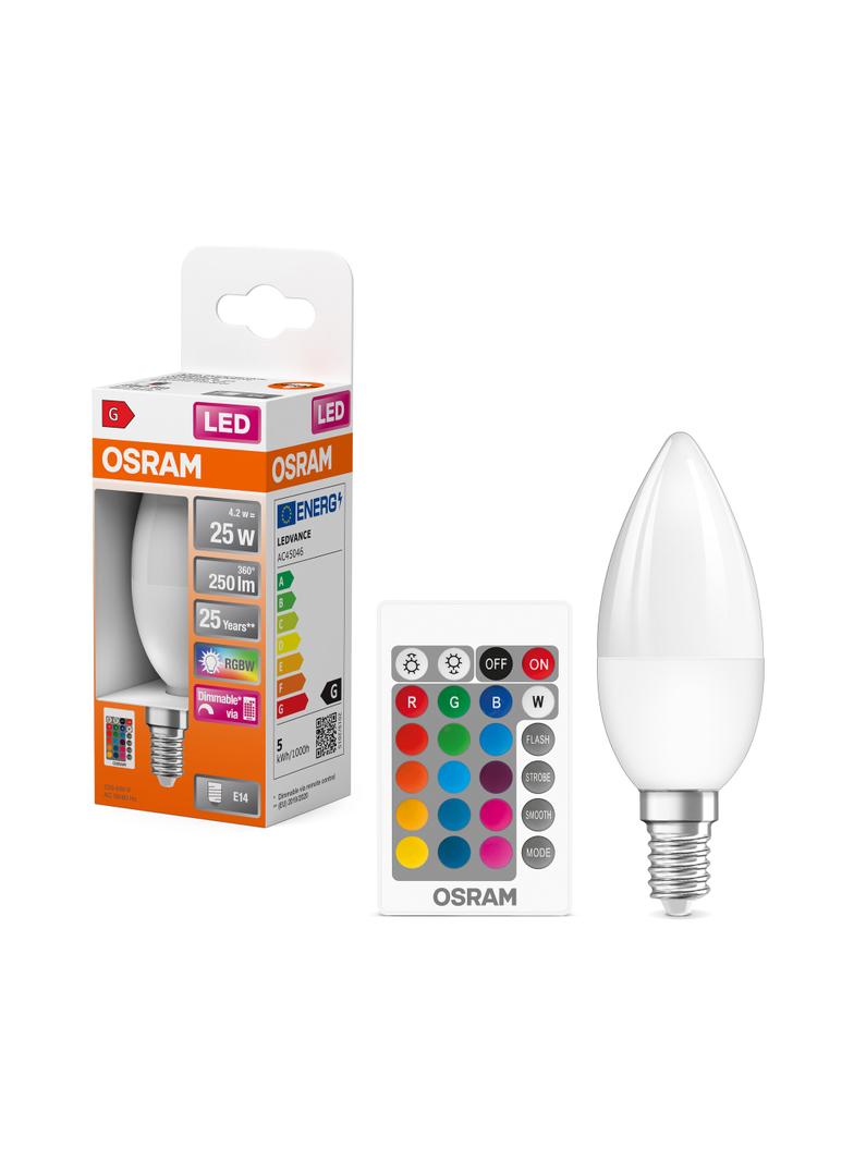 Żarówka OSRAM LED STAR RGB + pilot 4,5W=25W E14