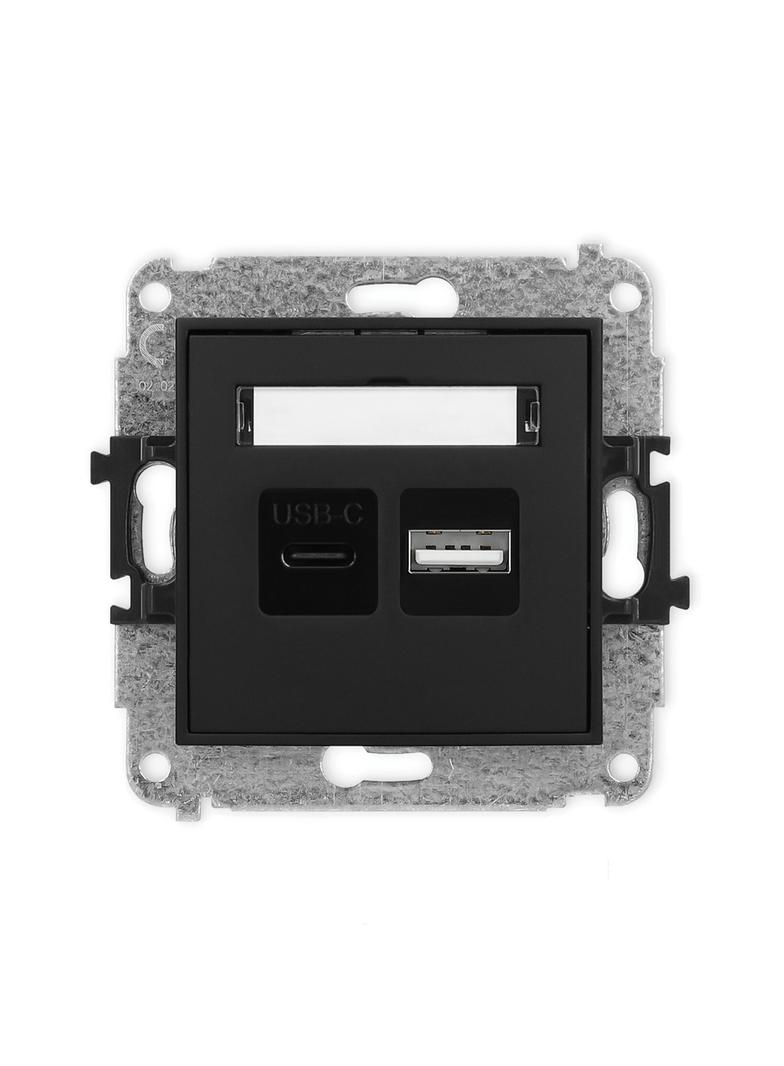 ICON Mechanizm ładowarki USB podwójnej USB C + USB A, 20W max. czarny mat