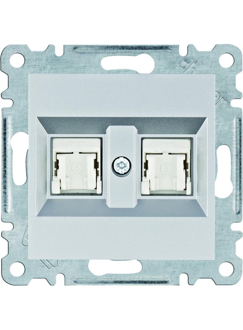 lumina Gniazdo komputerowe podwójne RJ45 kat.6 UTP srebrny WL2162 HAGER