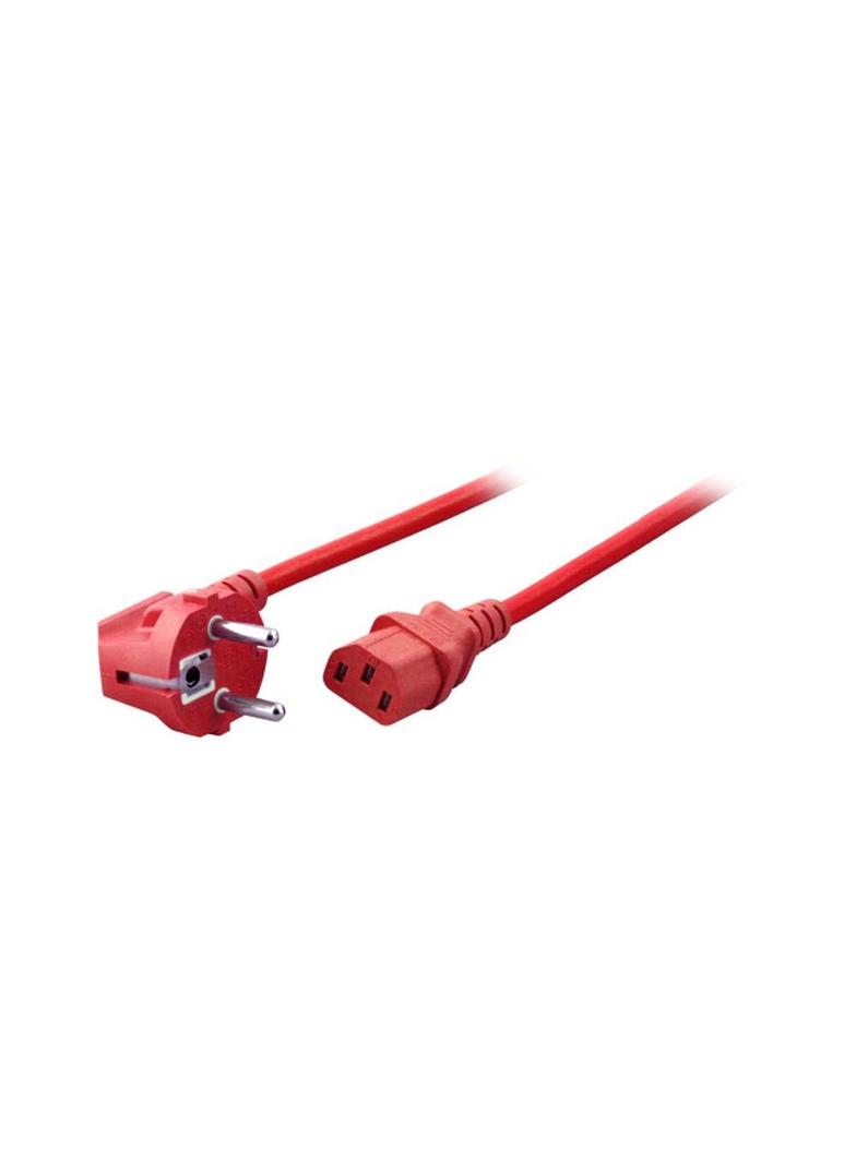 Kabel zasilający Schuko 90° - C13 180° 1,8m czerwony