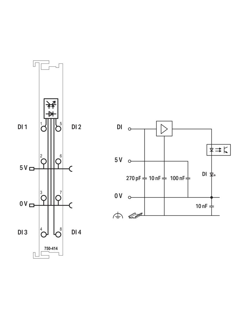 moduł 4DI 5V DC 0,2ms WAGO