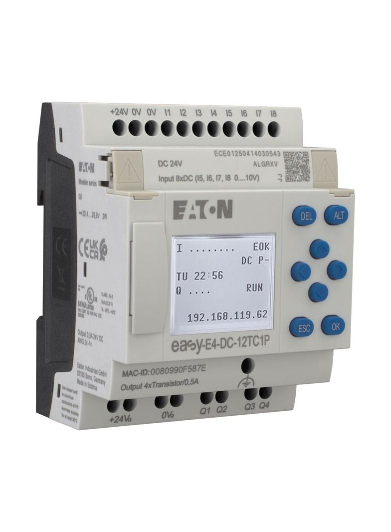 EASY-E4-DC-12TC1P easyE4 Push-in 24VDC 8DI(4AI) 4DO-T z wyświetlaczem 197506 EATON