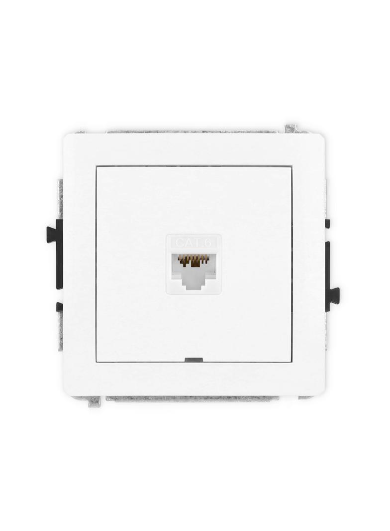 DECO Mechanizm gniazda komputerowego pojedynczego 1xRJ45, kat. 6A, 8-stykowy, bez pola opisowego bia