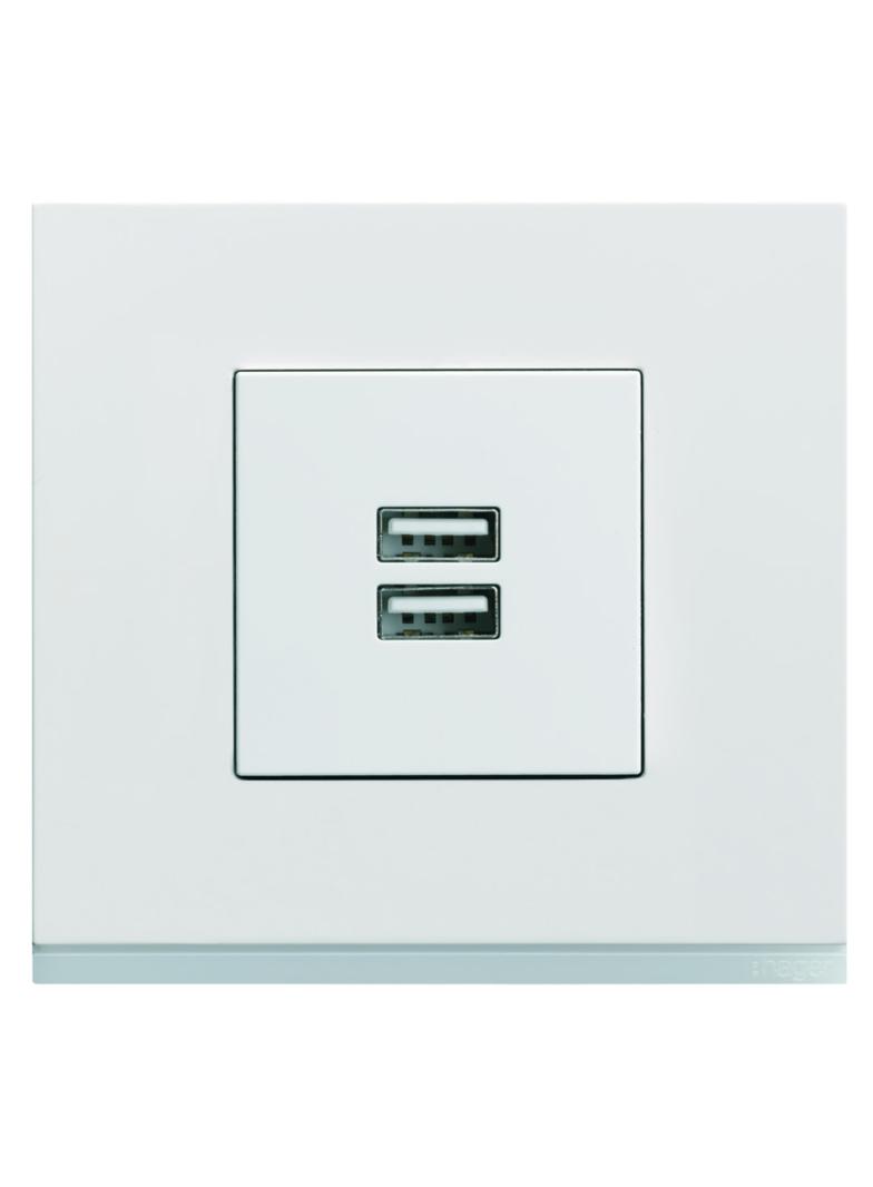 gallery Płytka czołowa do gniazda ładowania USB, 2M, biały WXD112B HAGER