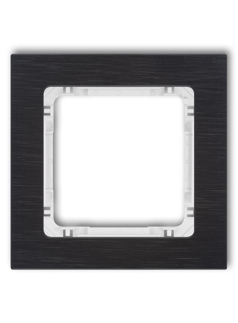 "DECO Ramka pojedyncza - aluminium szczotkowane (ramka: czarna