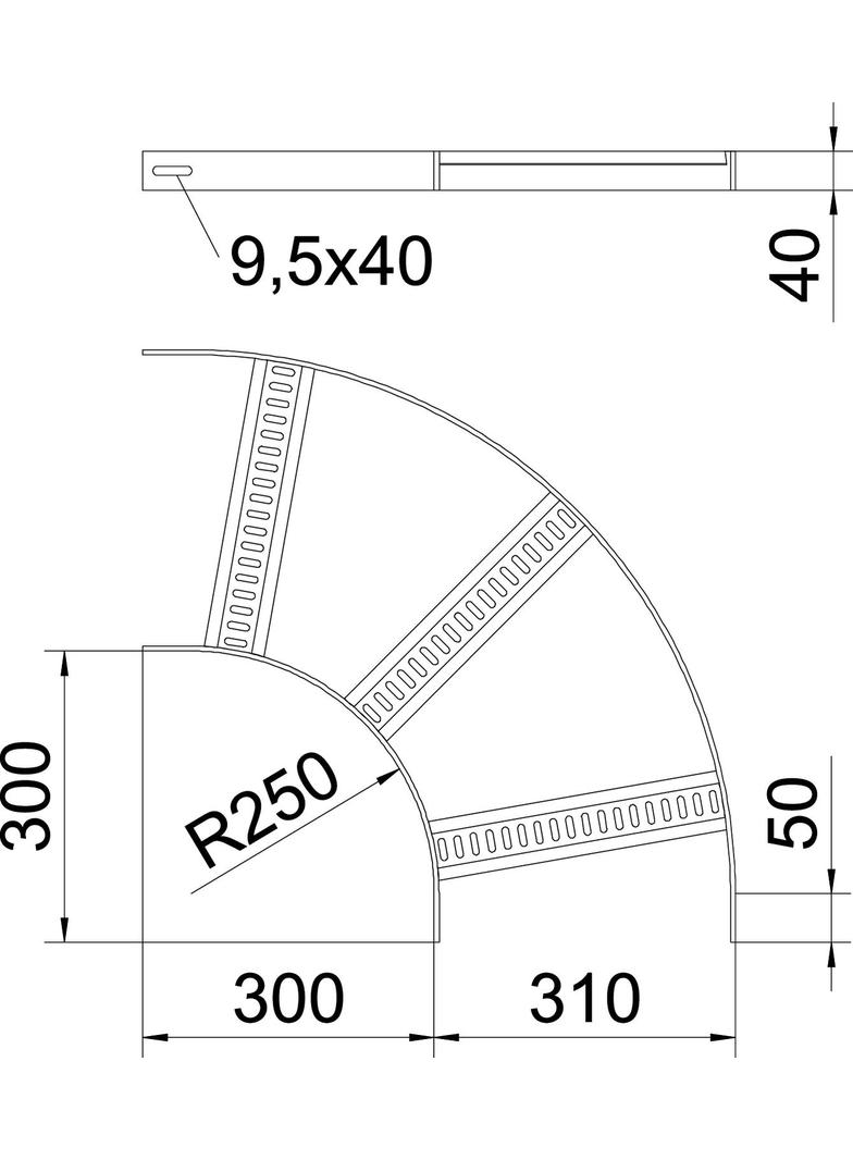 SLB 90 62 300ALU Łuk 90°