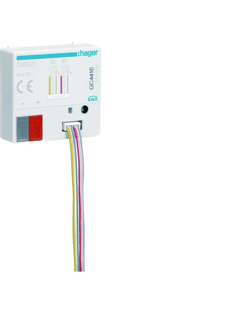 KNX easy Wejście przyciskowe z wyjściem sterującym LED, 2-wejścia + 2-wyjścia