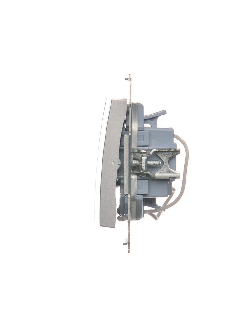 Simon 54 Przycisk potrójny z podświetleniem LED 10A szybkozłączka srebrny mat