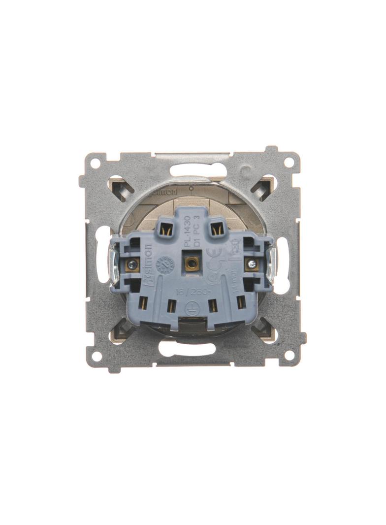 Simon 54 Gniazdo IP44 bez uszczelki16A z. śrub. klapka transp. złoty mat *Wymagana uszczelka ramki