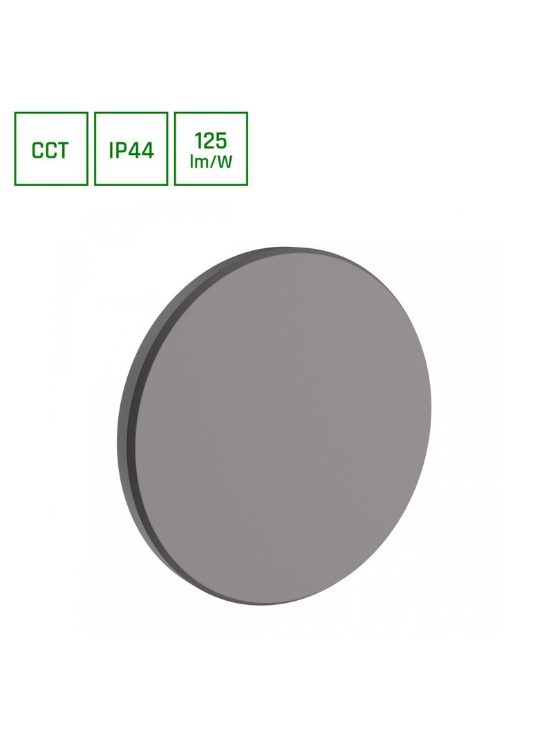 PIATTA 9W CCT 230V IP44 120x47MM SZARY OKRĄGŁA ELEWACYJNA