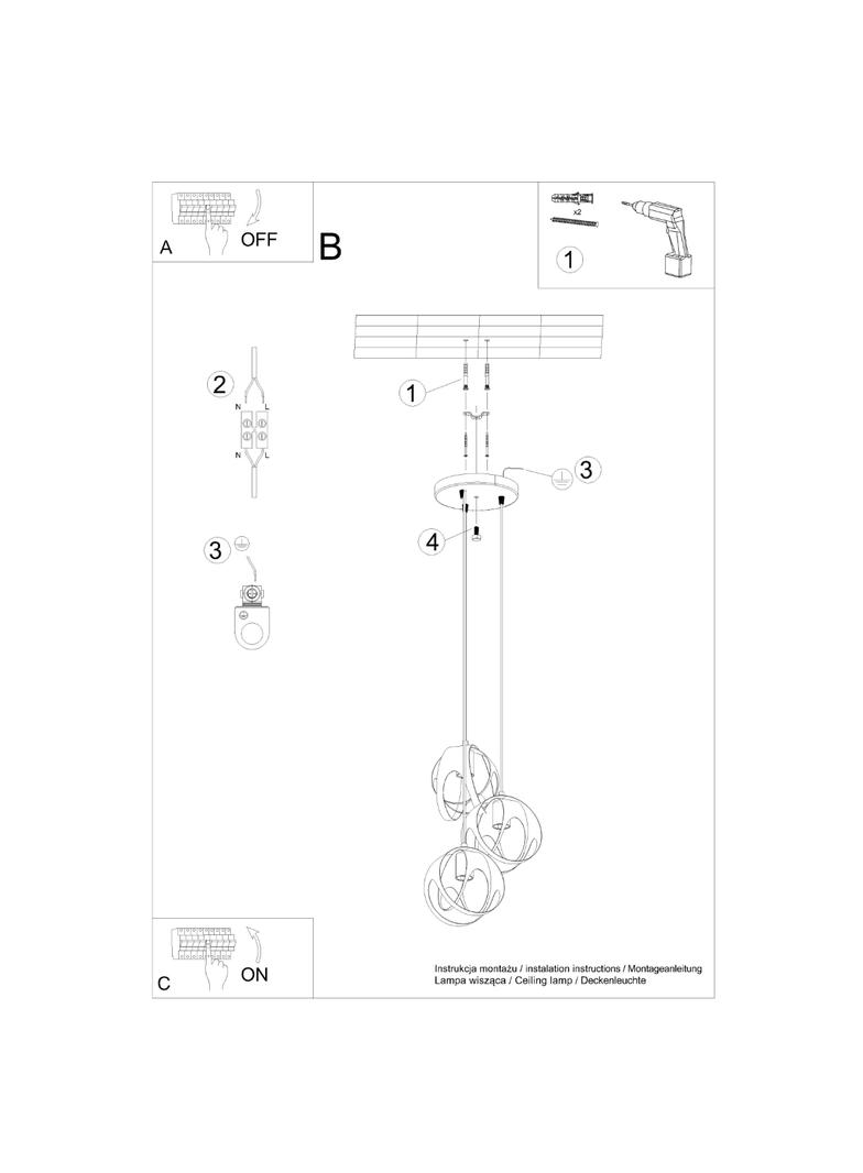 Lampa wisząca TULOS 3P czarna