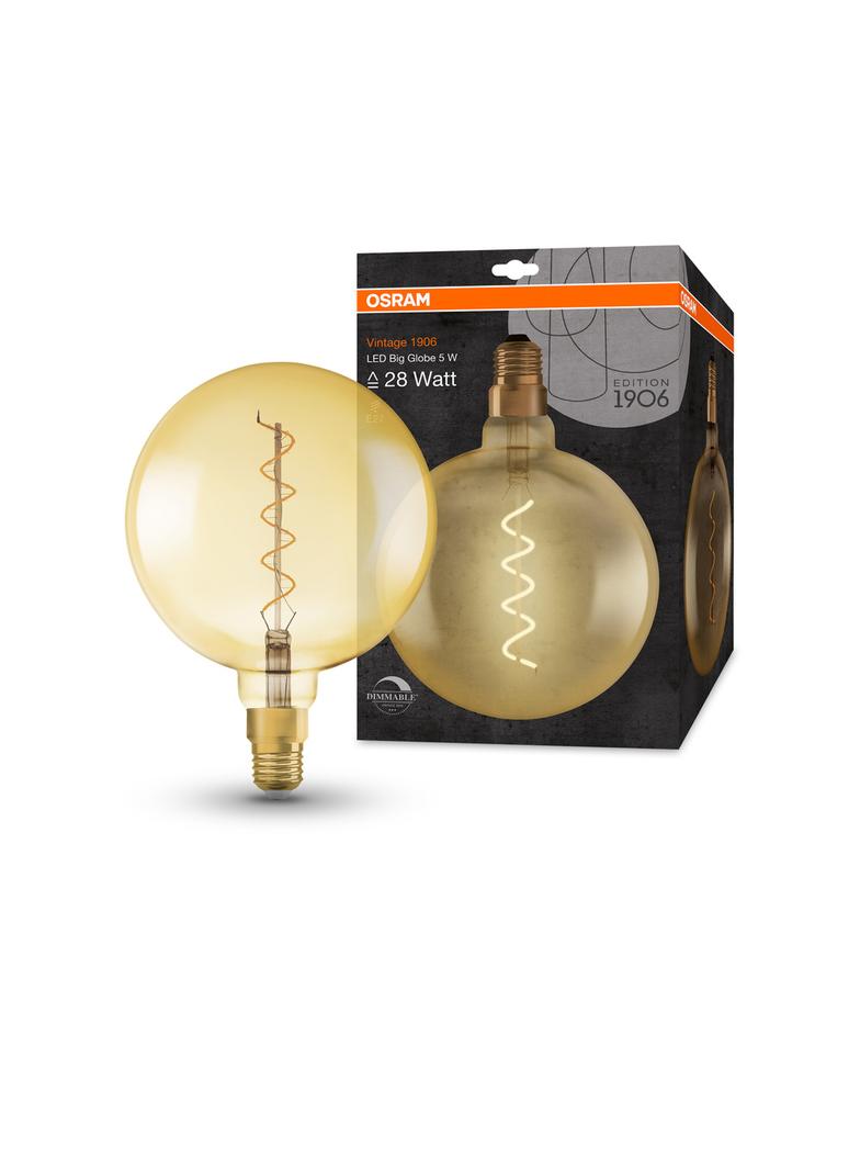 Lampa LED Vintage 1906 dim CL GLOBE200 Filament szkło przezroczyste GOLD 28 dim 5W 820 E27
