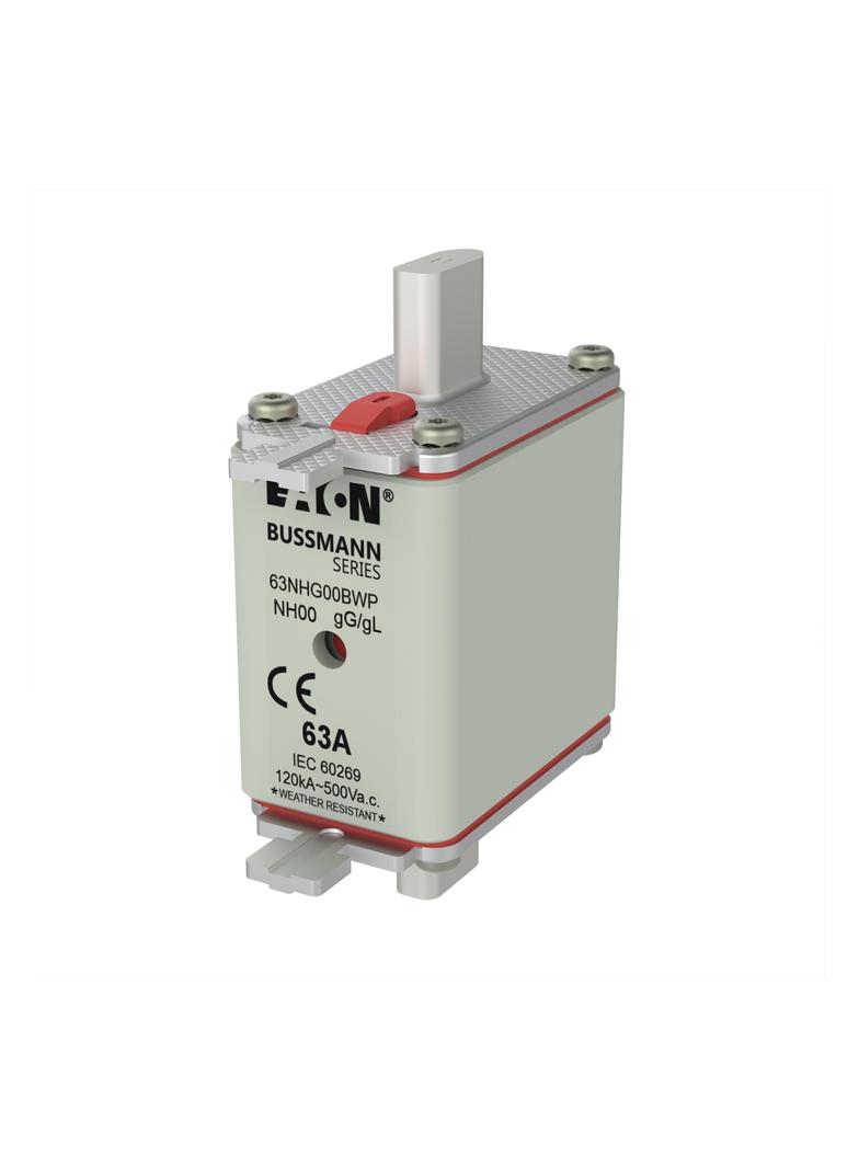 NH 63A 500V gG SIZE00 WEATHER RESISTANT NH LV 63A 500V gG rozmiar 00 WR 63NHG00BWP EATON