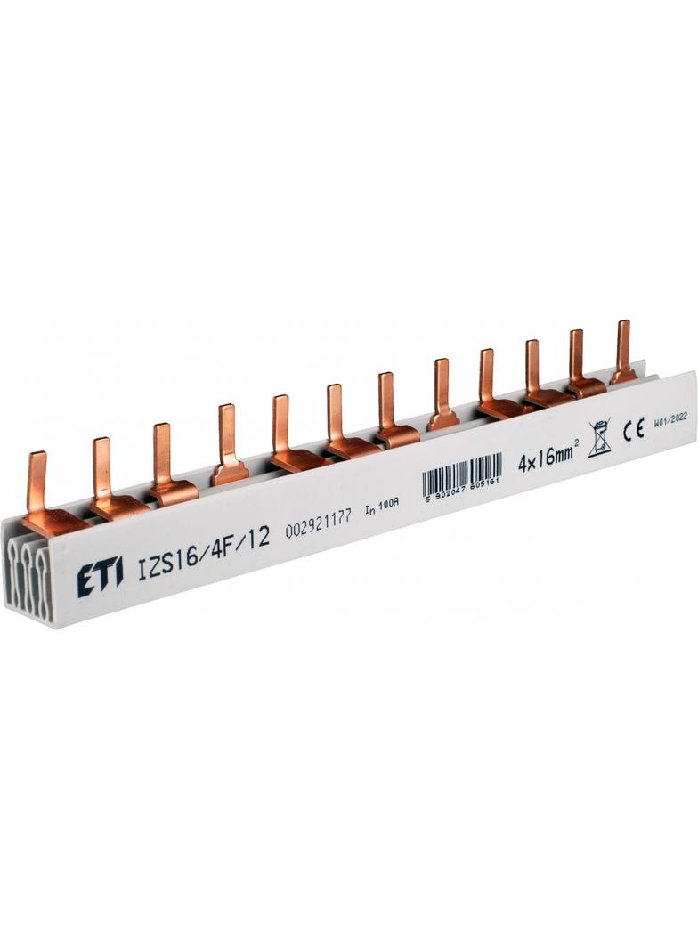 Szyna łączeniowa sztyftowa 4P 100A 16mm2 (12 mod.) IZS16/4F/12 002921177 ETI