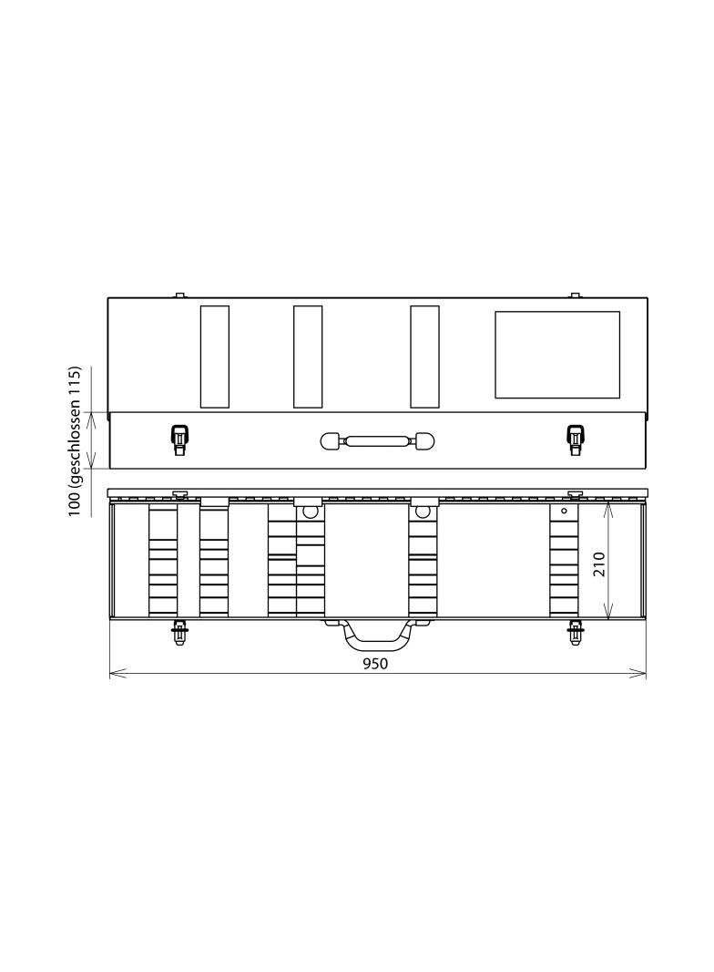 Kufer z blachy stalowej 950x210x100 mm