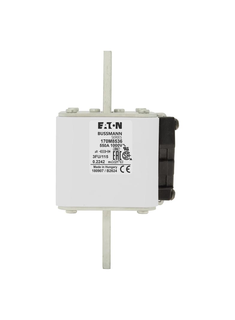 FUSE 550A 1000V 3FKE/115 AR UR Wkładka szybka 550A AC 1000V rozmiar 3 76x92x159 mm aR IEC, 170M8536