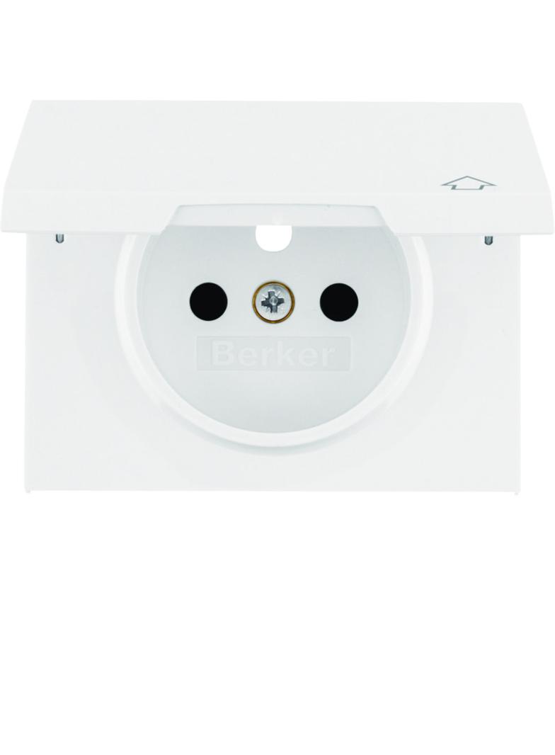 BERKER K.1 Płytka czołowa do gniazda z uziemieniem i pokrywą biały 3965777109 HAGER