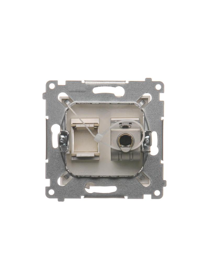 Simon 54 Gniazdo komputerowe pojedyncze RJ45 kategoria 6 ekranowane z przesłoną przeciwkurzową złoty