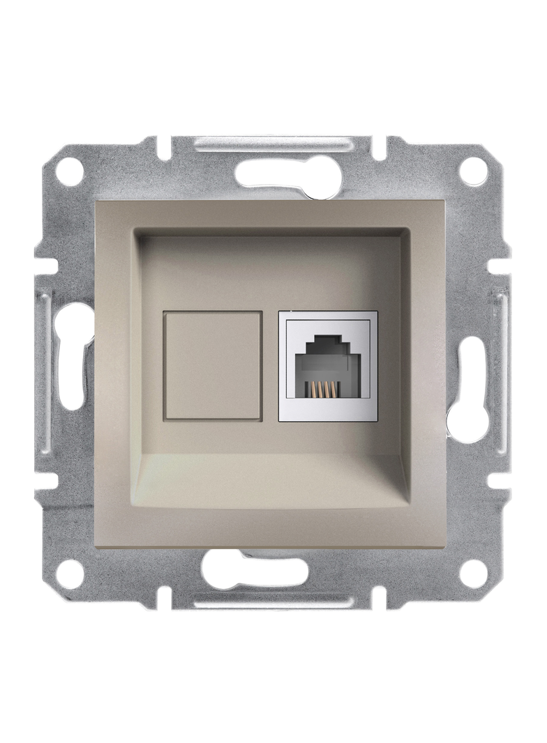 Asfora, gniazdo telefoniczne RJ11, bez ramki, brąz