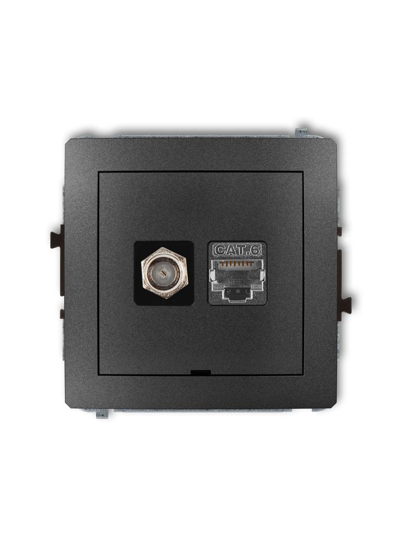 DECO Mechanizm gniazda antenowego poj. typu F (SAT) + gniazda komp. poj. 1xRJ45, kat. 6 ekranowany,