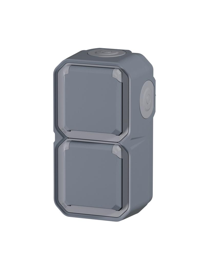 NOWE PLEXO - GNIAZDO SCHUKO 2X2P+Z PIONOWE KOMPLET NATYNKOWY 16A-250V SZARE 069744L LEGRAND