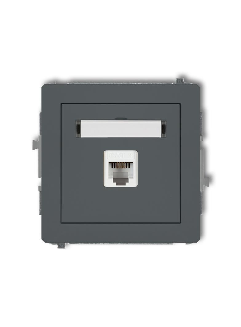 DECO Mechanizm gniazda telefonicznego pojedynczego 1xRJ11, 4-stykowy, beznarzędziowe grafitowy mat