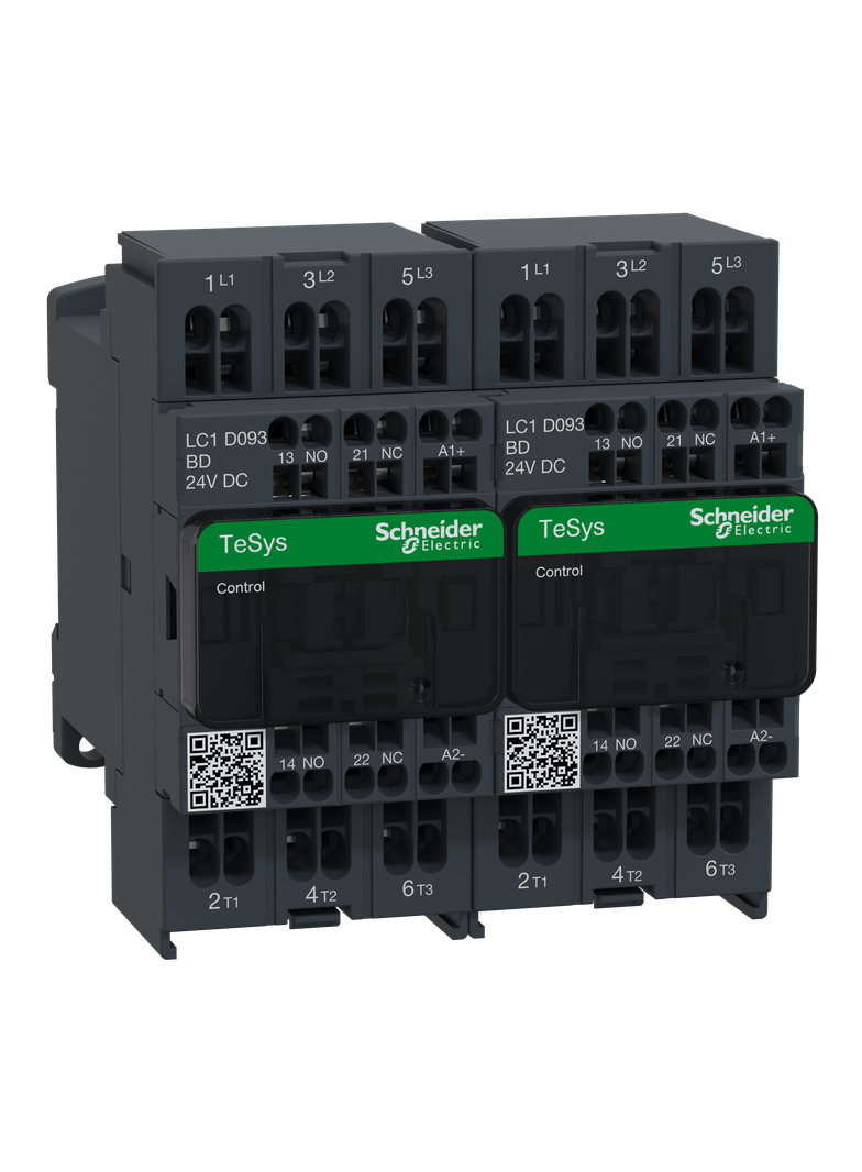 Stycznik nawrotny, TeSys Deca, AC3, 9A, 3P, 1NO 1NC, cewka 24VDC, zaciski sprężynowe