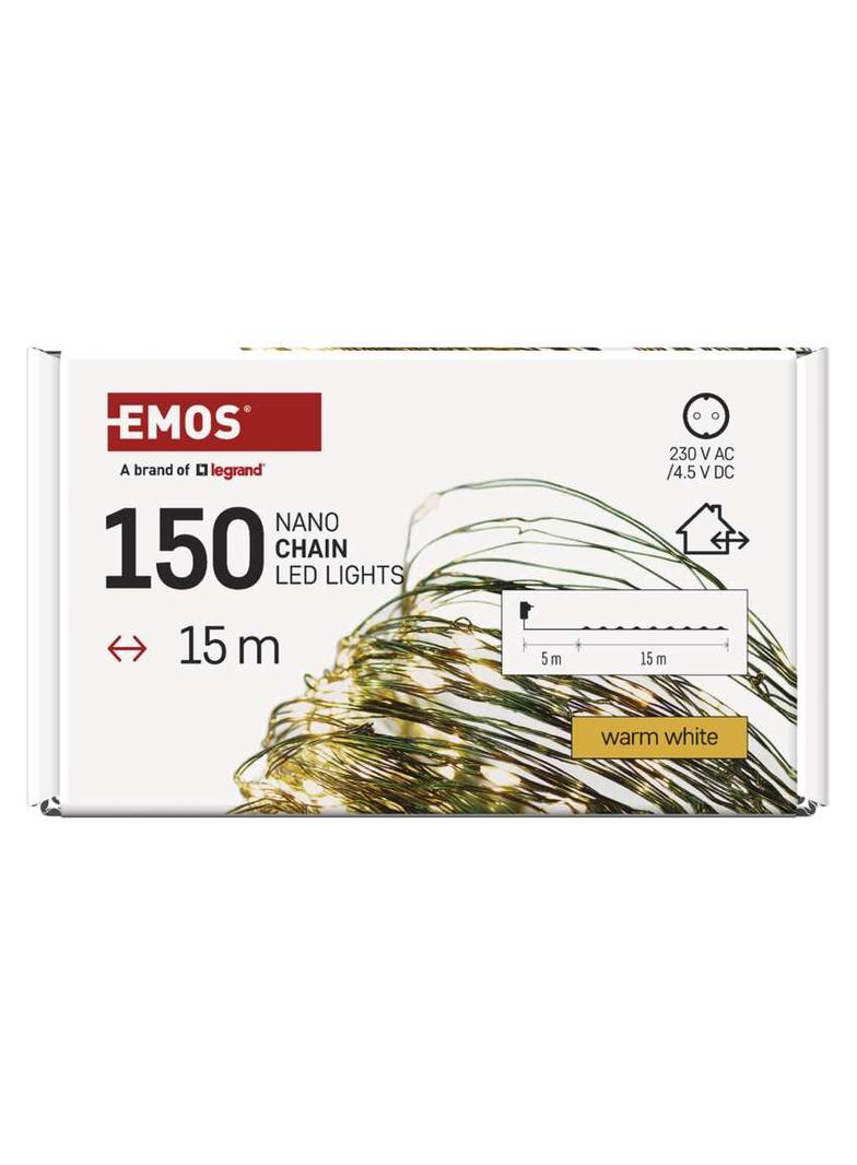 Lampki świateczne nano łezki 150LED 15m ciepła biel IP44 timer D3AW05 EMOS