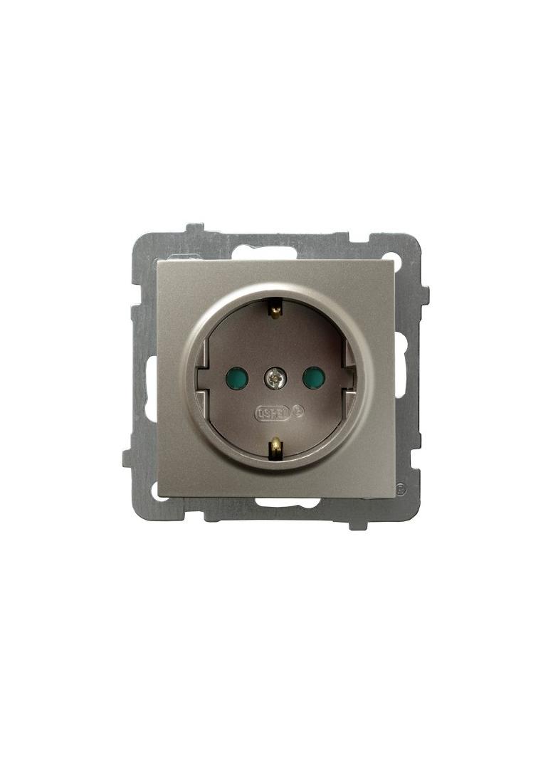 AS Gniazdo pojedyncze z uziemieniem schuko z przesłonami torów prądowych - kolor satyna light