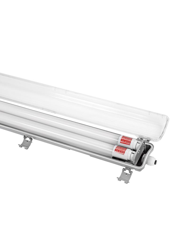 Limea LED TUBE 2x60 IP65, korpus ABS, klosz PC, zasilanie jednostronne