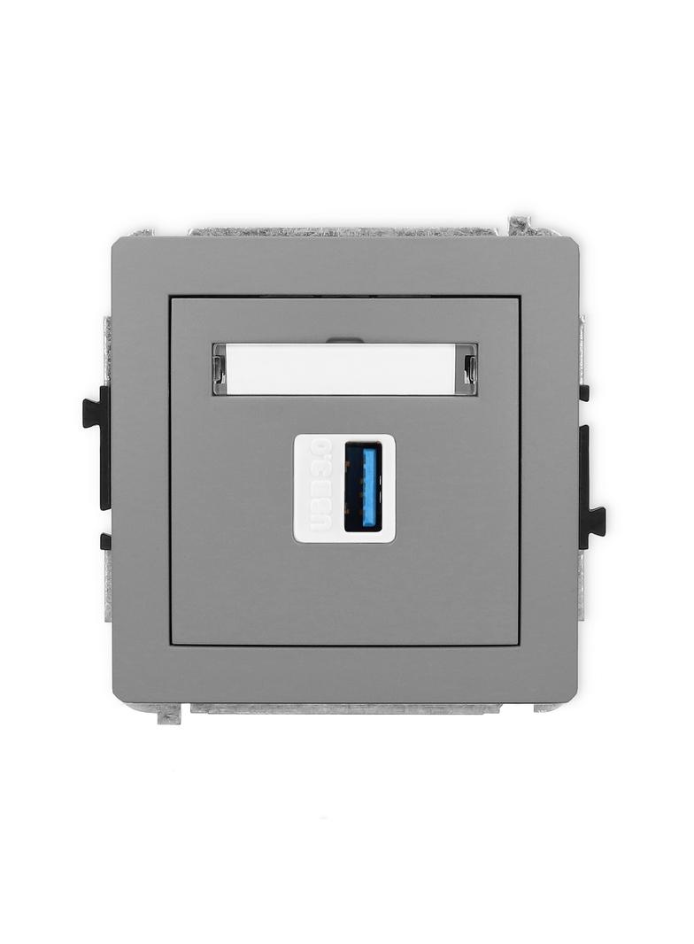 DECO Mechanizm gniazda pojedynczego USB A-A 3.0 szary mat