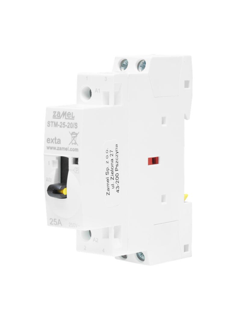 STYCZNIK MODUŁOWY ZE STEROWANIEM RĘCZNYM, INSTALACYJNY, 25A, 2xNO, 230V AC, TYP: STM-25-20/S