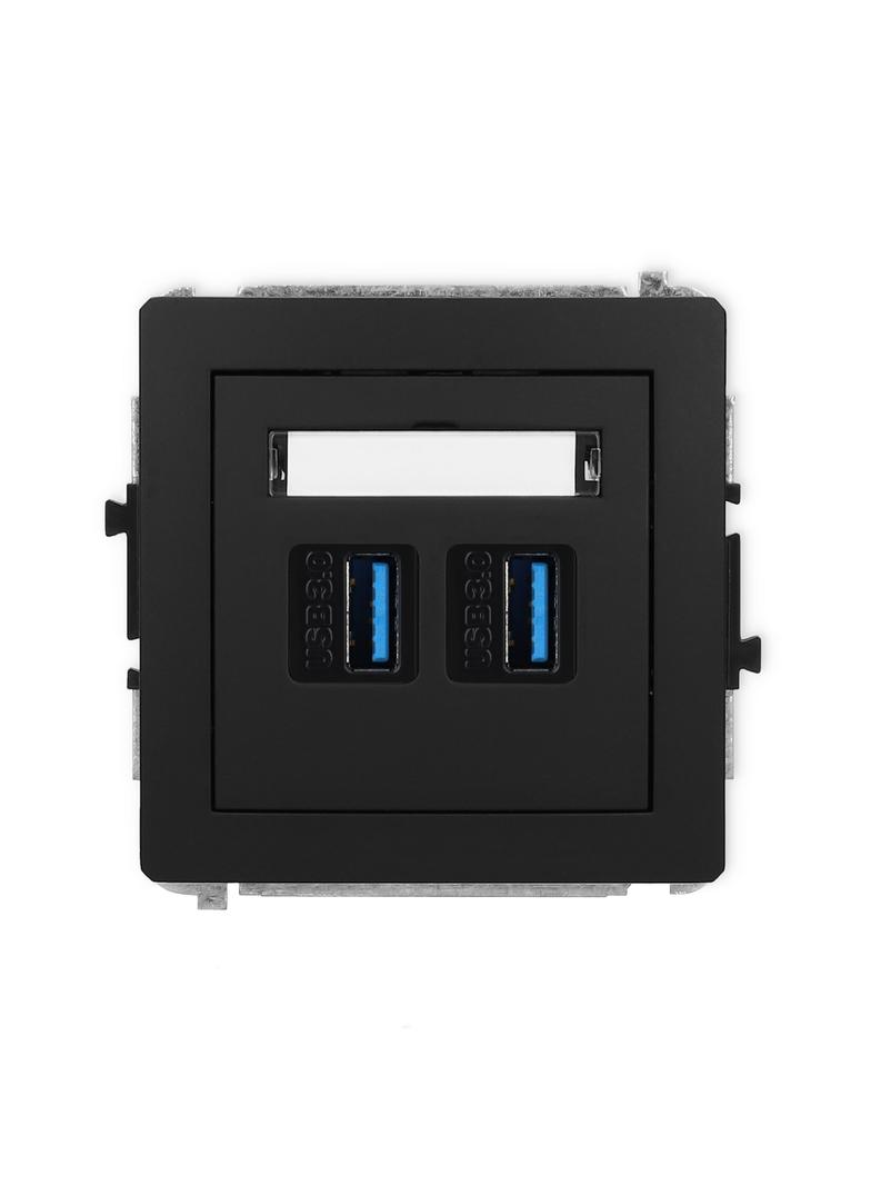 DECO Mechanizm gniazda podwójnego 2xUSB A-A 3.0 czarny mat