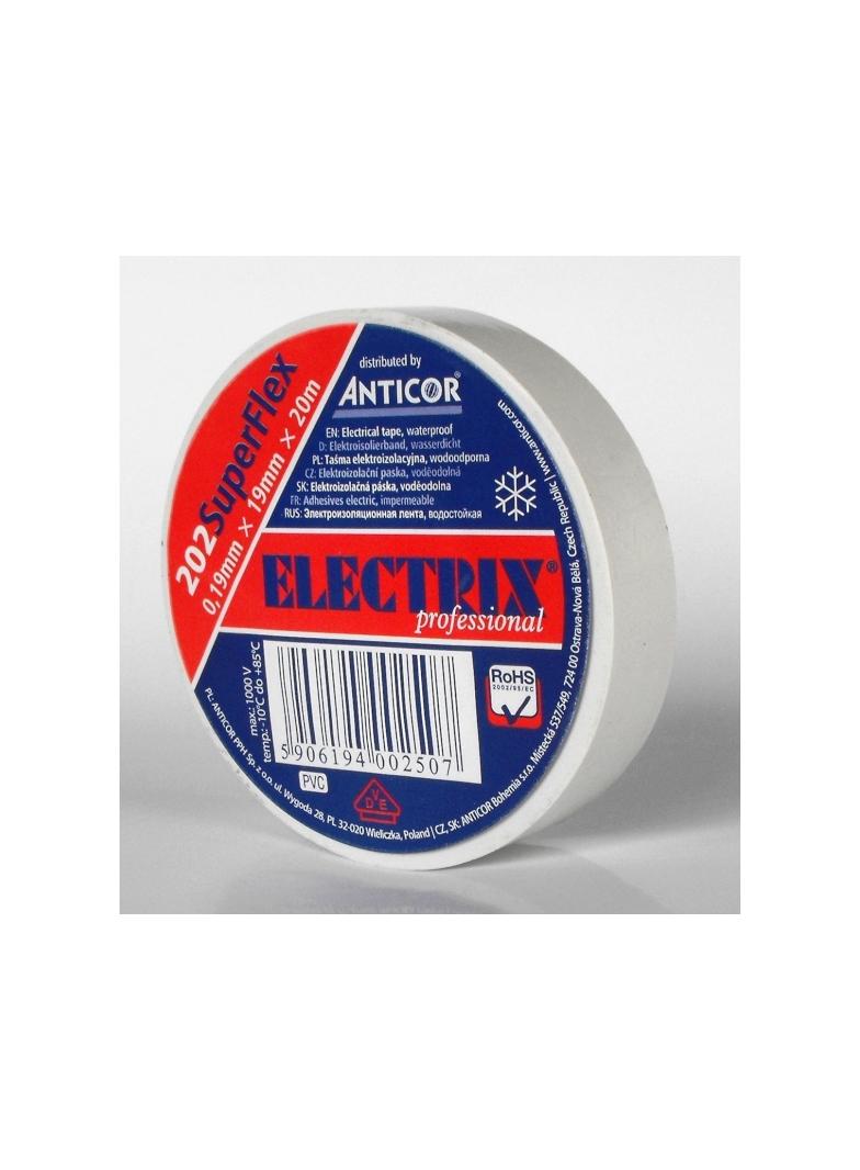 ELECTRIX 202 SuperFlex taśma elektroizolacyjna PCW 0,19 mm x 19 mm x 20 m biała