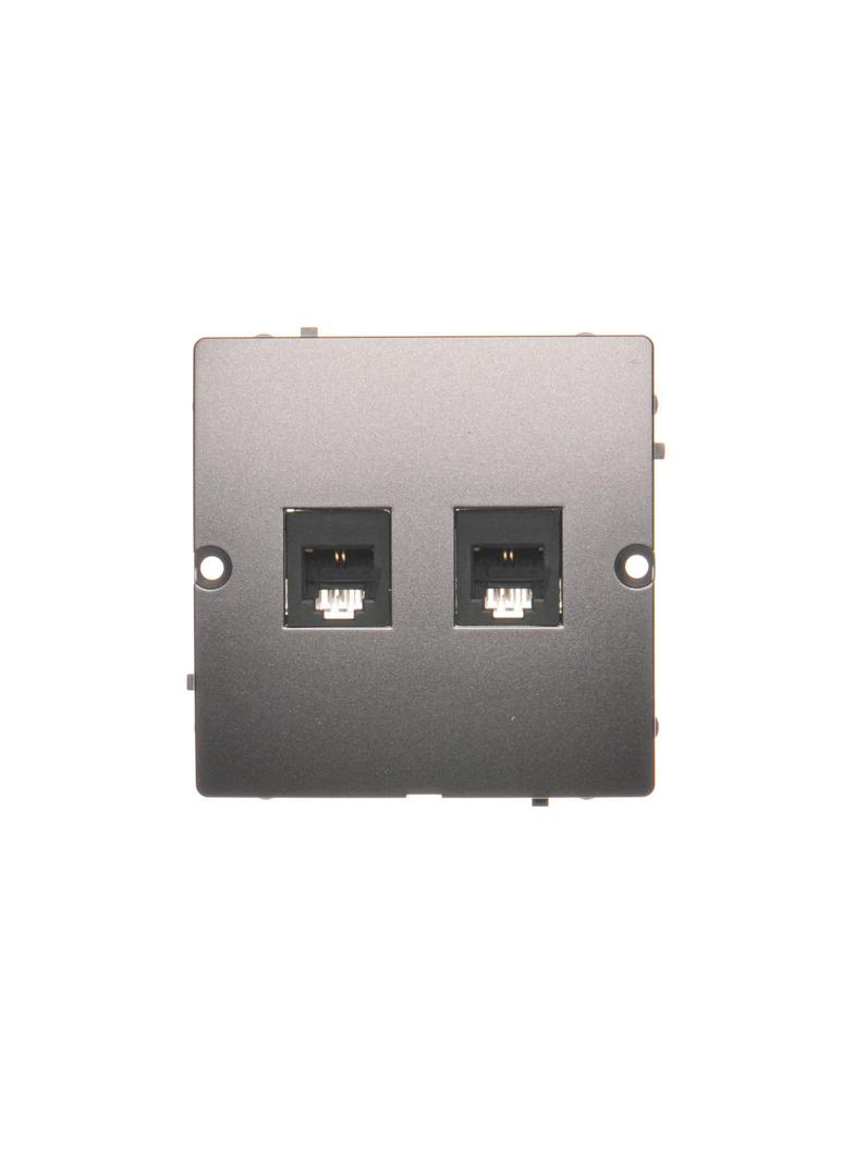 Simon Basic Gniazdo telefoniczne RJ11 podwójne Montaż gniazda na wkręty do puszki stal inox