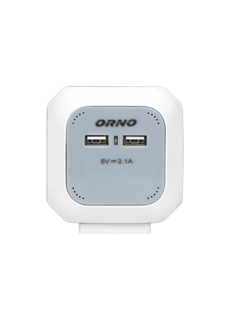 Przedłużacz 4 krotny ładowarka 2xUSB 1,4m H05VV-F 3x1mm2 szaro-biały OR-AE-13144 ORNO