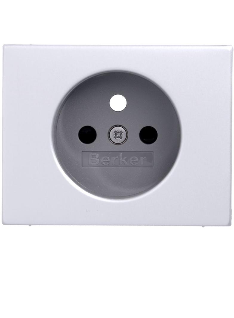 BERKER K.5 Płytka czołowa z przysłonami styków do gniazda z uziemieniem aluminium 3965757003 HAGER