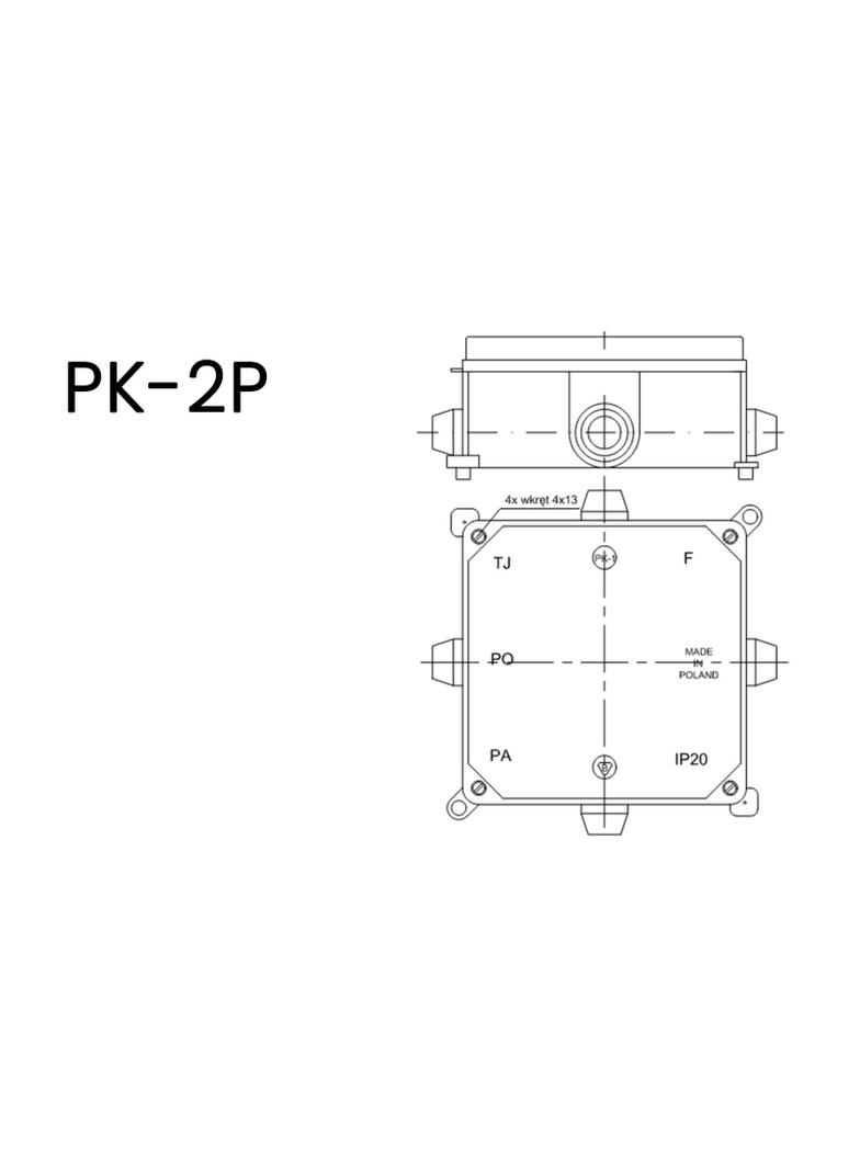 PK-2P ,  Puszka natynkowa dławicowana IP 44 ( 103x103x60 mm), biały