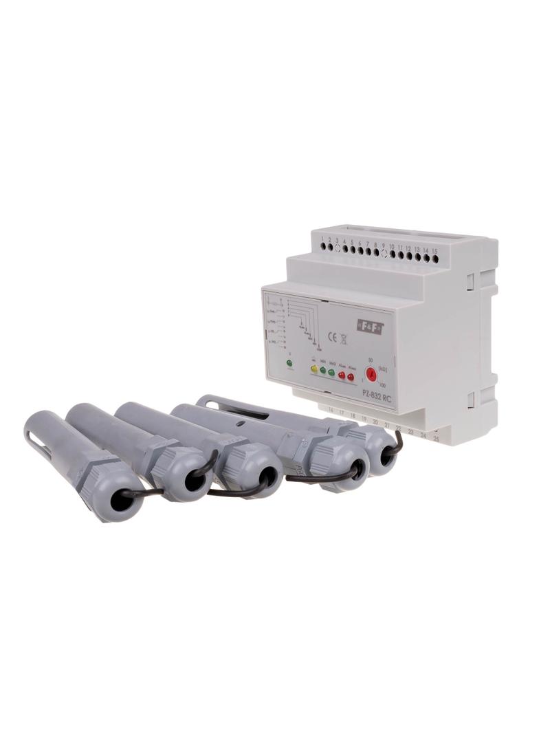 Przekaźnik kontroli poziomu cieczy z sondą PZ-832 RC montaz na szynie DIN,styk: 4x1Z/R 230V PZ-832RC F&F