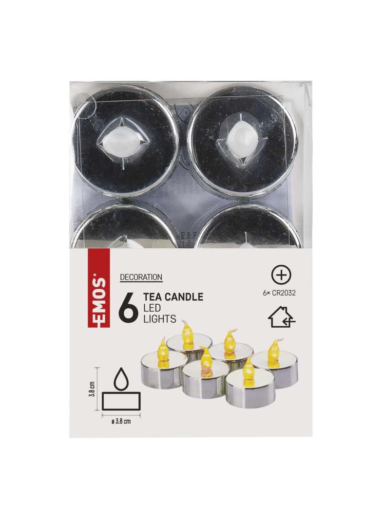 Świeczki tealight srebrne 6x CR2032 vintage kpl. 6 szt. DCCV12 EMOS