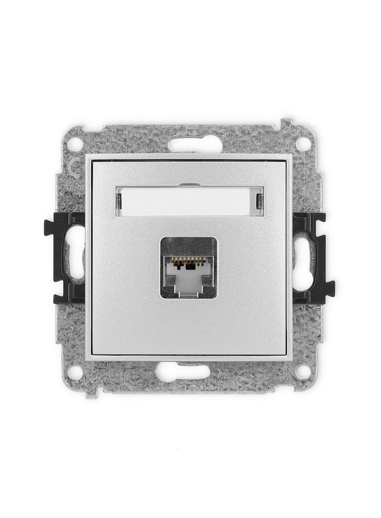 ICON Mechanizm gniazda komputerowego pojedynczego 1xRJ45, kat. 5e, ekranowany, 8-stykowy srebrny met