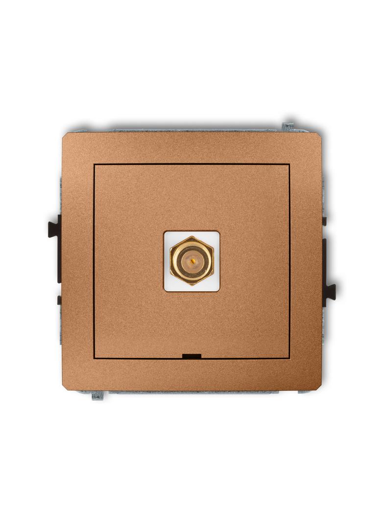 DECO Mechanizm gniazda antenowego pojedynczego typu F (SAT) pozłacany, bez pola opisowego złoty meta