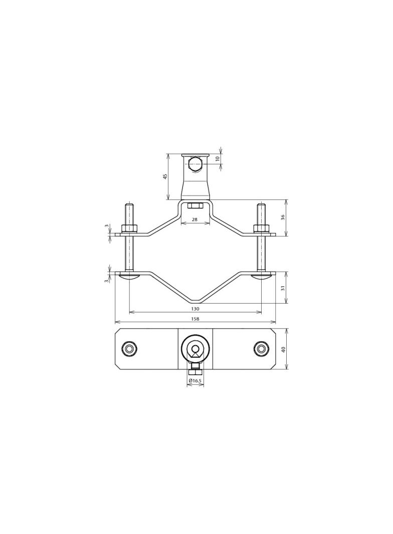 Obejma do rur z gniazdem mocowania, 2 1/4-3" stal nierdzewna NIRO
