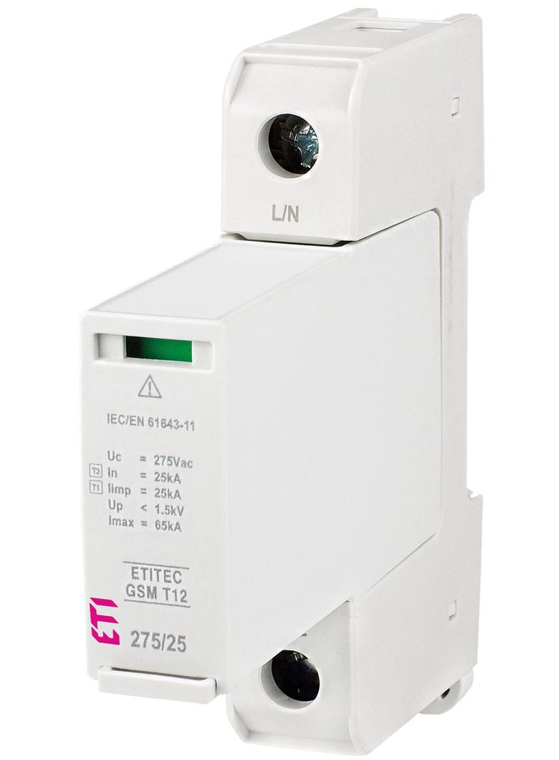 Ogranicznik przepięć T1+T2 (B+C) - iskiernik TEC GSM T12 275/25 1+0 RC 002440601 ETI