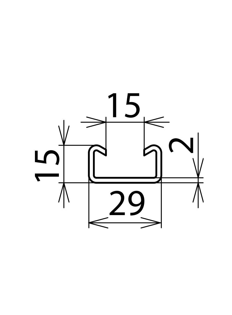 Szyna C, 29x1000x15 mm, stal nierdzewna NIRO