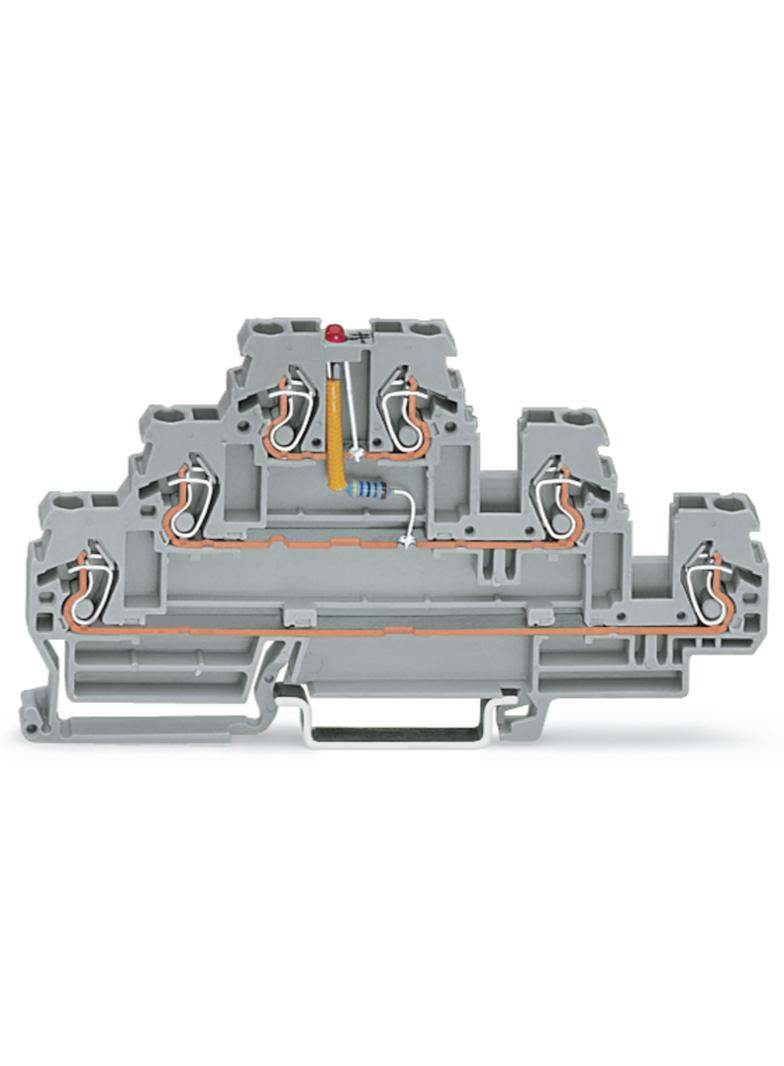 trzypiętrowa złączka diodowa 2,5 mm2 szara