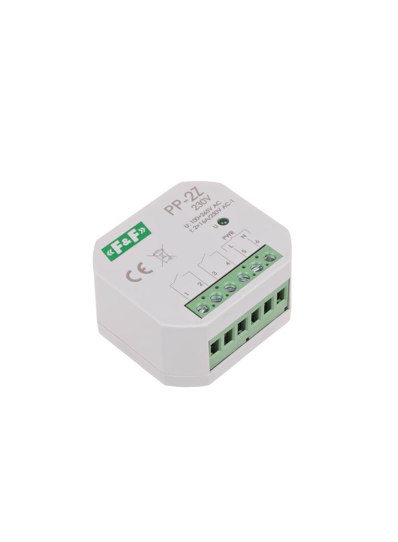 Przekaźnik elektromagnetyczny 2Z 16A montaż podtynkowy w obud.PDT,U=100-265V AC styk:2Z 16A PP-2Z-230V F&F