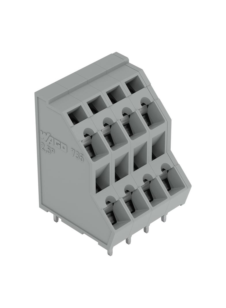2-piętrowa listwa do pł. drukowanych 6-bieg. szara raster 5 mm /56szt./ WAGO
